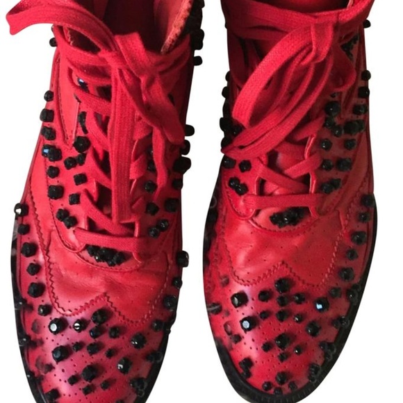 GIVENCHY Men’s Red High Sneakers w/ Stones size 44 - Picture 1 of 8